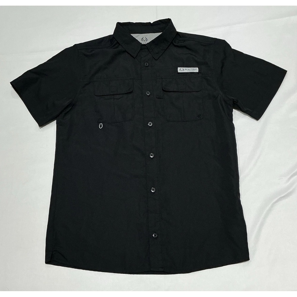 Realtree Fishing Shirt Boys XL Black Vented Outdoors Hiking